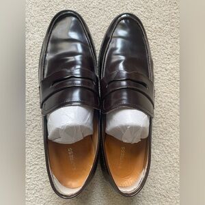 Express Men's Dark Burgundy Leather Penny Loafers